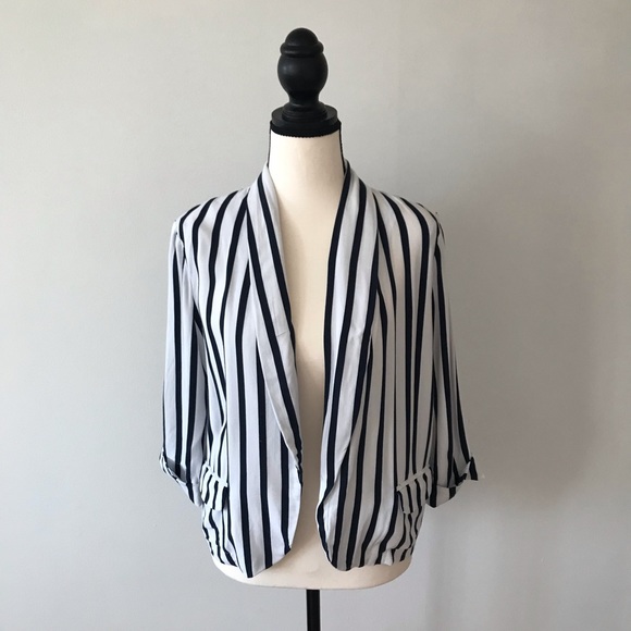 Forever 21 White & Blue Nautical blazer M - Picture 2 of 16